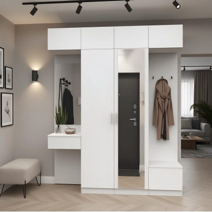 Набор мебели для прихожей "Марсель-208" МР 01-208 В2490 Ш2000 Г420 (ЛДСП Белый премиум)